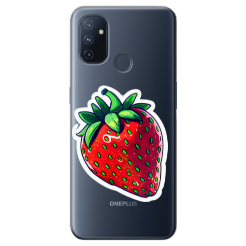 Oneplus Nord 100 strawberry Transparent Silicone TPU Θήκη