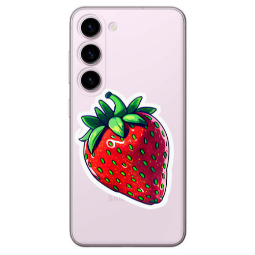 Samsung S23 strawberry Transparent Silicone TPU Θήκη