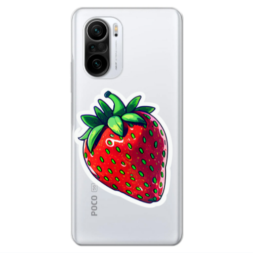 Xiaomi Poco F3 strawberry Transparent Silicone TPU Θήκη