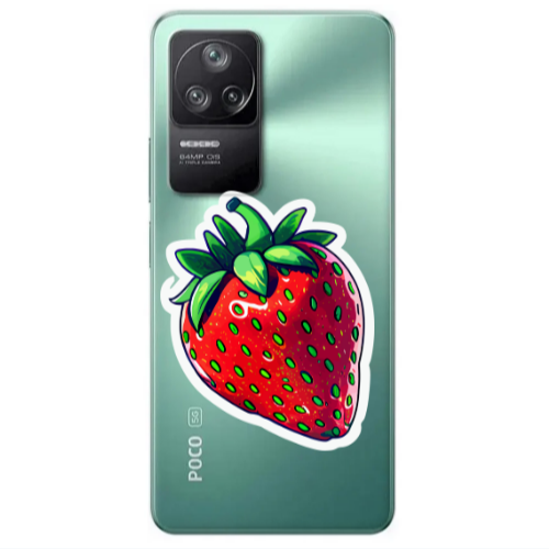 Xiaomi Poco F4 strawberry Transparent Silicone TPU Θήκη
