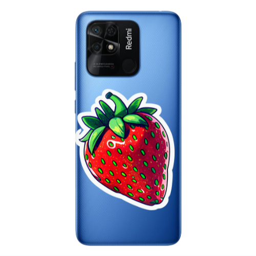 Xiaomi Poco C40 strawberry Transparent Silicone TPU Θήκη