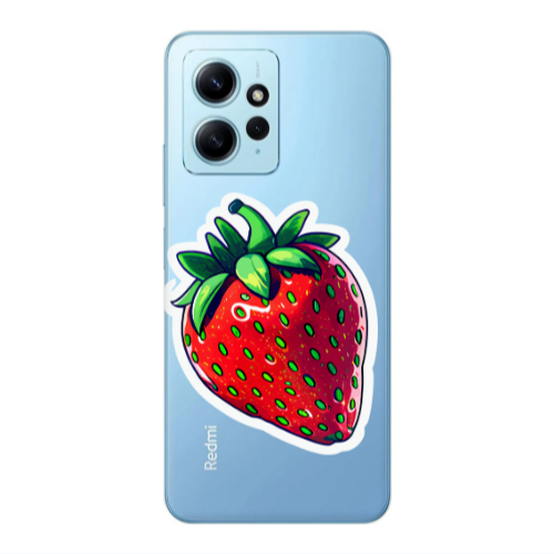 Xiaomi Redmi Note 12 4G strawberry Transparent Silicone TPU Θήκη