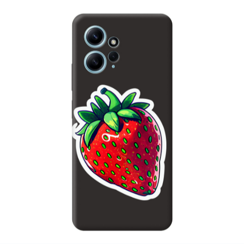Xiaomi Redmi Note 12 4G strawberry Black Colored Silicone TPU Θήκη