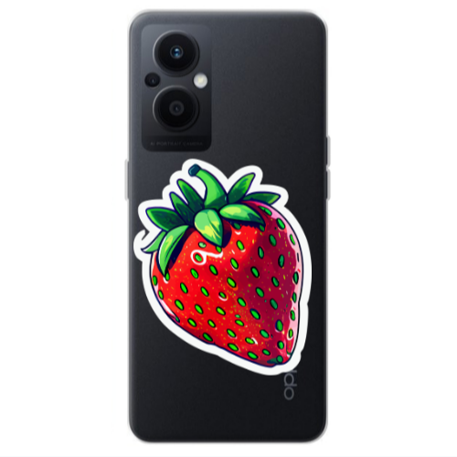 Oppo Reno 7 Lite strawberry Transparent Silicone TPU Θήκη