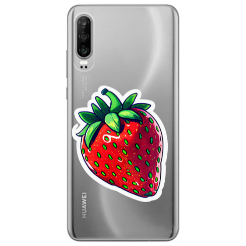 Huawei P30 strawberry Transparent Silicone TPU Θήκη
