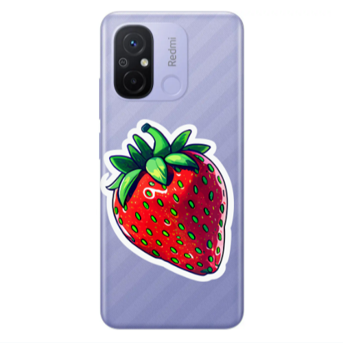 Xiaomi Redmi 12C strawberry Transparent Silicone TPU Θήκη