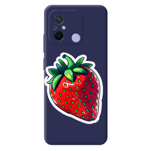 Xiaomi Redmi 12C strawberry Dark blue Colored Silicone TPU Θήκη