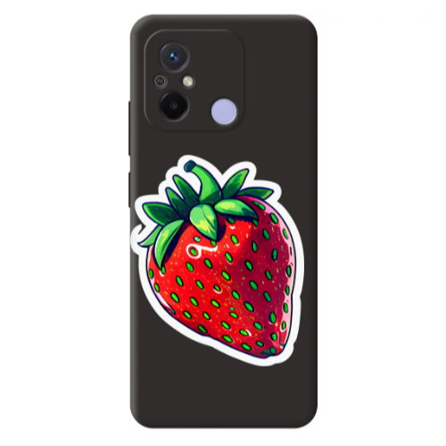 Xiaomi Redmi 12C strawberry Black Colored Silicone TPU Θήκη