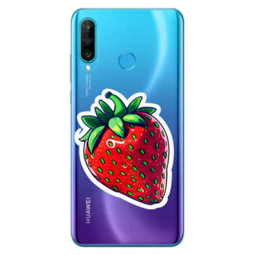 Huawei P30 Lite strawberry Transparent Silicone TPU Θήκη