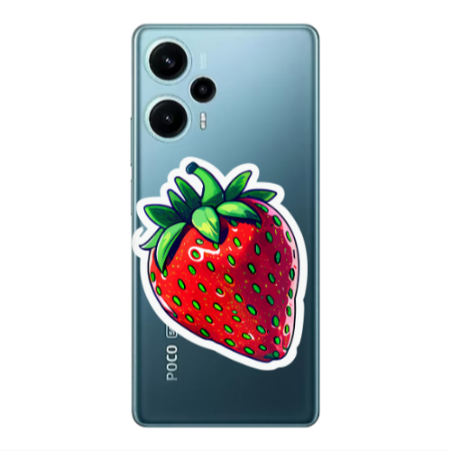 Xiaomi Poco F5 strawberry Transparent Silicone TPU Θήκη