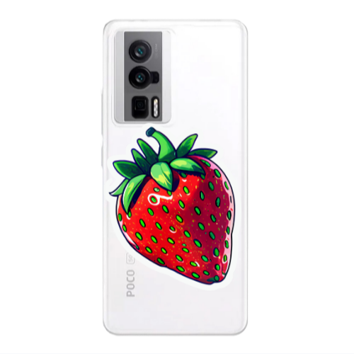 Xiaomi Poco F5 Pro strawberry Transparent Silicone TPU Θήκη