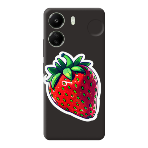 Xiaomi Redmi 13C strawberry Black Colored Silicone TPU Θήκη