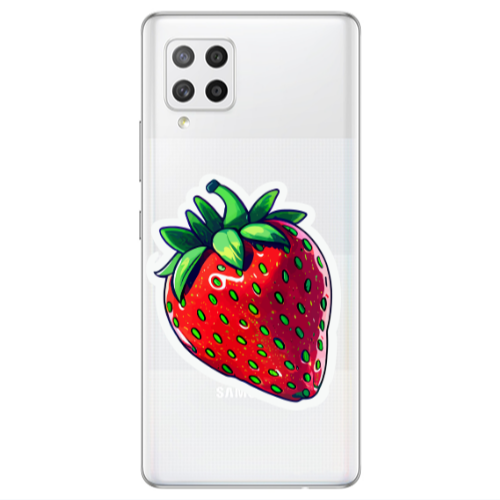Samsung A42 5G strawberry Transparent Silicone TPU Θήκη