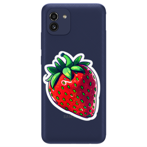 Samsung A03 strawberry Transparent Silicone TPU Θήκη