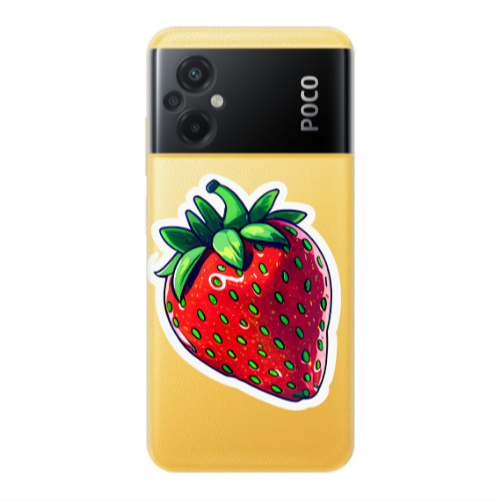 Xiaomi Poco M5 strawberry Transparent Silicone TPU Θήκη