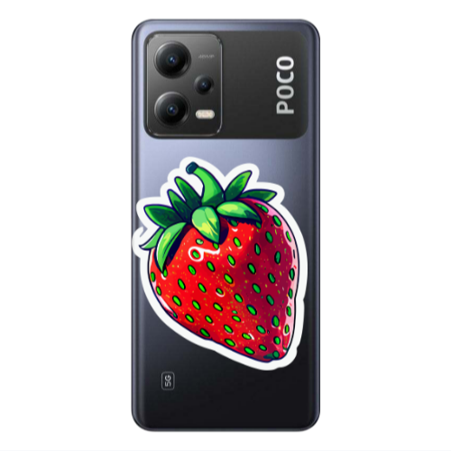 Xiaomi Poco X5 strawberry Transparent Silicone TPU Θήκη
