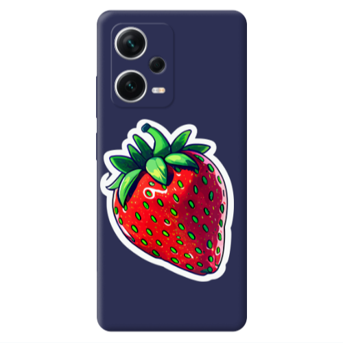 Xiaomi Poco X5 strawberry Dark blue Colored Silicone TPU Θήκη