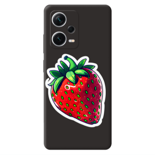 Xiaomi Poco X5 strawberry Black Colored Silicone TPU Θήκη