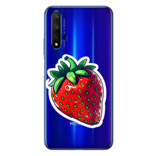 Huawei Nova 5 T strawberry Transparent Silicone TPU Θήκη