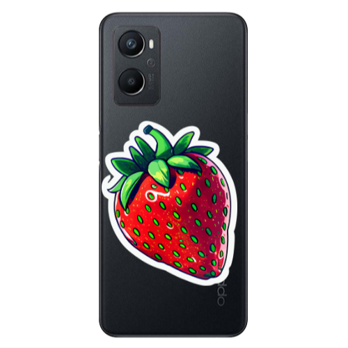 Oppo A 96 strawberry Transparent Silicone TPU Θήκη
