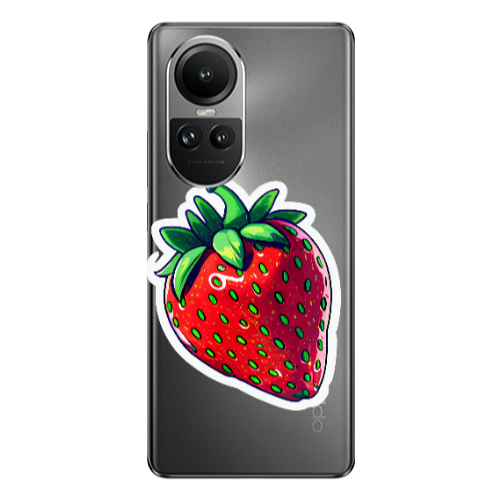 Oppo Reno10 5G strawberry Transparent Silicone TPU Θήκη