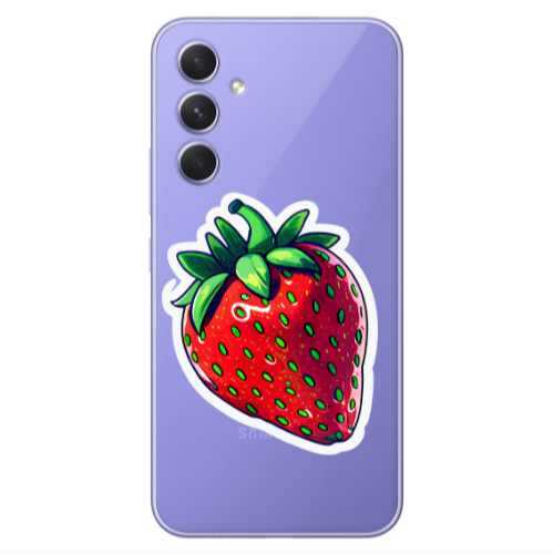 Samsung A55 strawberry Transparent Silicone TPU Θήκη
