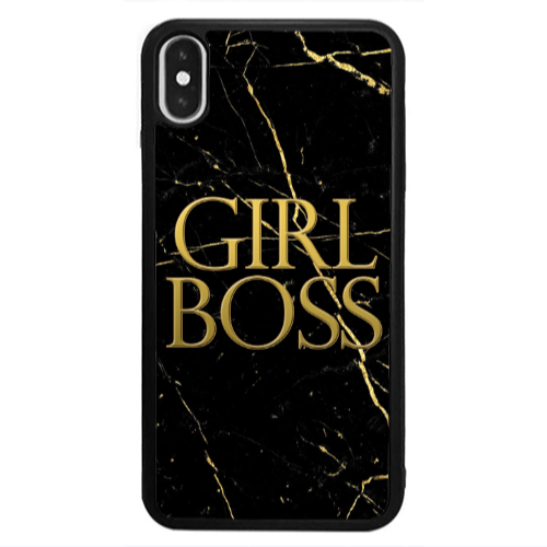 Apple iPhone Xs Max Girl boss marble Black Glossy Θήκη