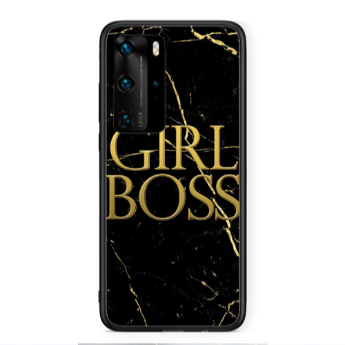 Huawei P40 Pro Girl boss marble Black Glossy Θήκη