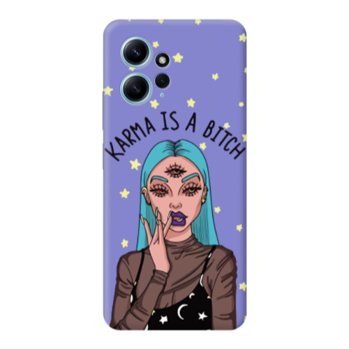 Xiaomi Redmi Note 12 4G Karma is a bitch Purple Colored Silicone TPU Θήκη