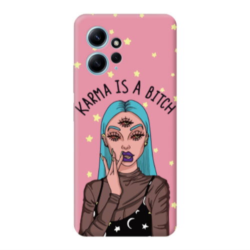 Xiaomi Redmi Note 12 4G Karma is a bitch Pink Colored Silicone TPU Θήκη