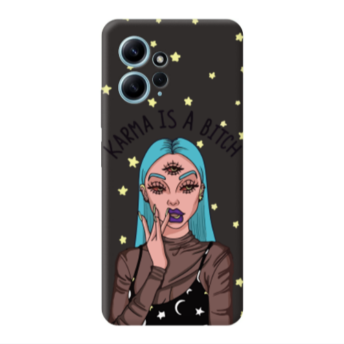 Xiaomi Redmi Note 12 4G Karma is a bitch Black Colored Silicone TPU Θήκη