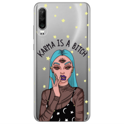 Huawei P30 Karma is a bitch Transparent Silicone TPU Θήκη