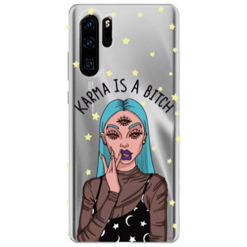 Huawei P30 Pro Karma is a bitch Transparent Silicone TPU Θήκη