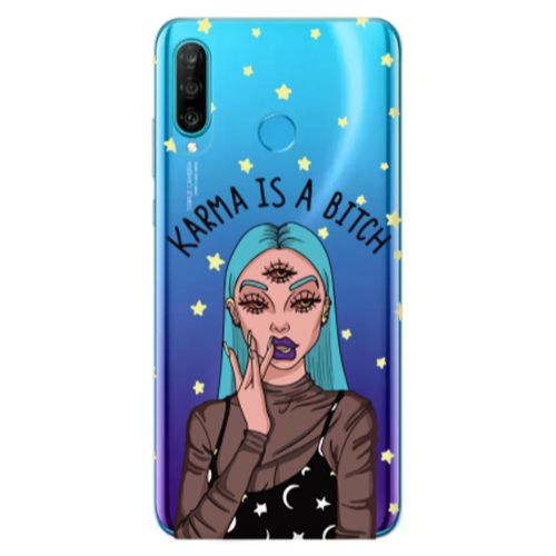 Huawei P30 Lite Karma is a bitch Transparent Silicone TPU Θήκη