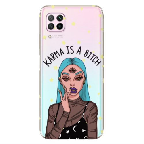 Huawei P40 Lite Karma is a bitch Transparent Silicone TPU Θήκη