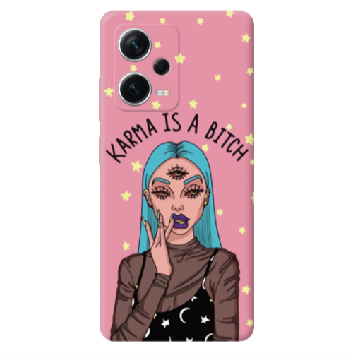 Xiaomi Poco X5 Karma is a bitch Pink Colored Silicone TPU Θήκη