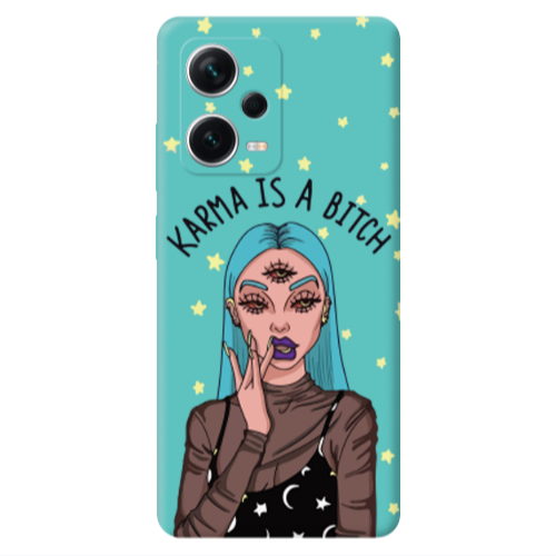 Xiaomi Poco X5 Karma is a bitch Turquoise Colored Silicone TPU Θήκη