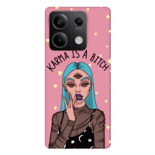 Xiaomi Redmi Note 13 5G Karma is a bitch Pink Colored Silicone TPU Θήκη