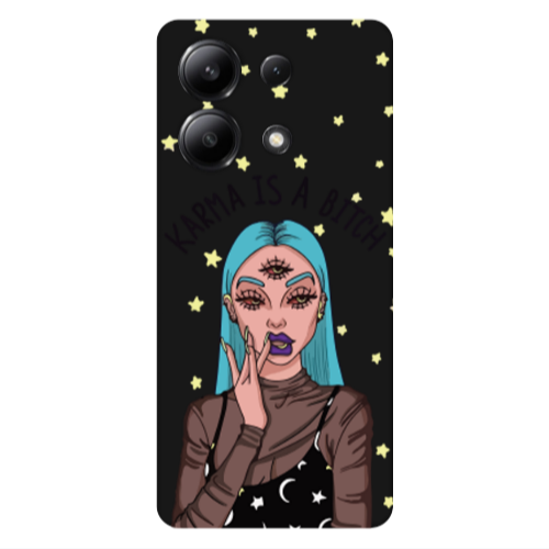 Xiaomi Redmi Note 13 4G Karma is a bitch Black Colored Silicone TPU Θήκη