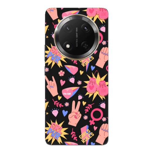 Honor Magic 7 Lite Grl Pwr 2 Black Colored Silicone TPU Θήκη