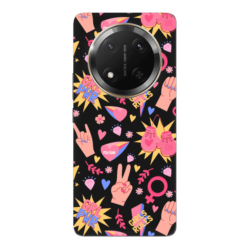 Honor Magic 7 Lite Grl Pwr 2 Black Colored Silicone TPU Θήκη