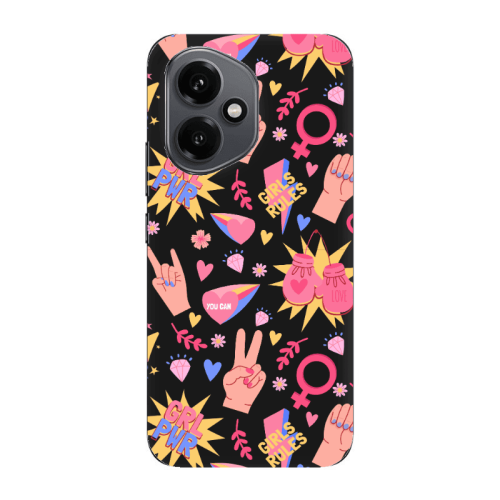 Honor Magic 400 Grl Pwr 2 Black Colored Silicone TPU Θήκη