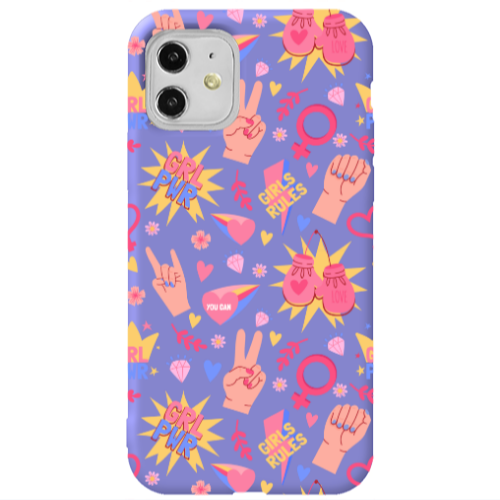 Apple iPhone 11  Grl Pwr 2 Purple Colored Silicone TPU Θήκη