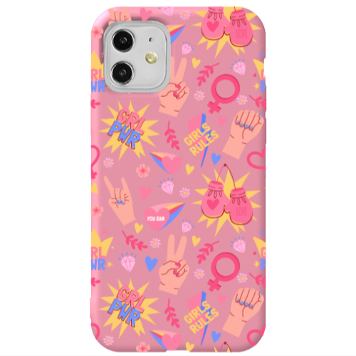 Apple iPhone 11  Grl Pwr 2 Pink Colored Silicone TPU Θήκη
