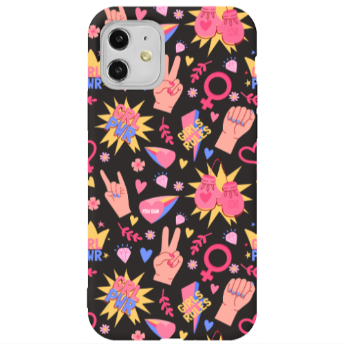 Apple iPhone 11  Grl Pwr 2 Black Colored Silicone TPU Θήκη