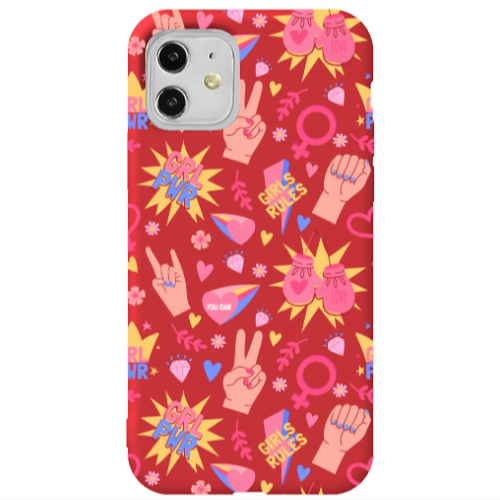 Apple iPhone 11  Grl Pwr 2 Red Colored Silicone TPU Θήκη