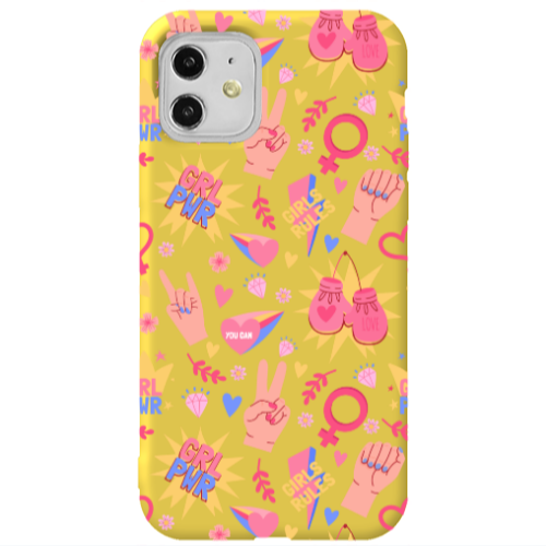 Apple iPhone 11  Grl Pwr 2 Yellow Colored Silicone TPU Θήκη