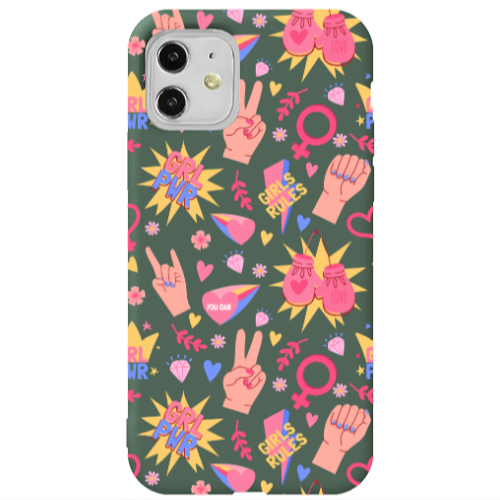 Apple iPhone 11  Grl Pwr 2 Dark Green Colored Silicone TPU Θήκη