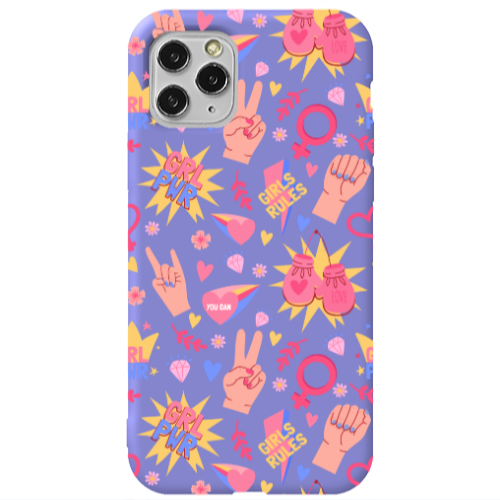 Apple iPhone 11 Pro Grl Pwr 2 Purple Colored Silicone TPU Θήκη