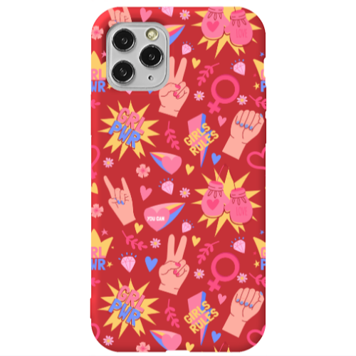 Apple iPhone 11 Pro Grl Pwr 2 Red Colored Silicone TPU Θήκη